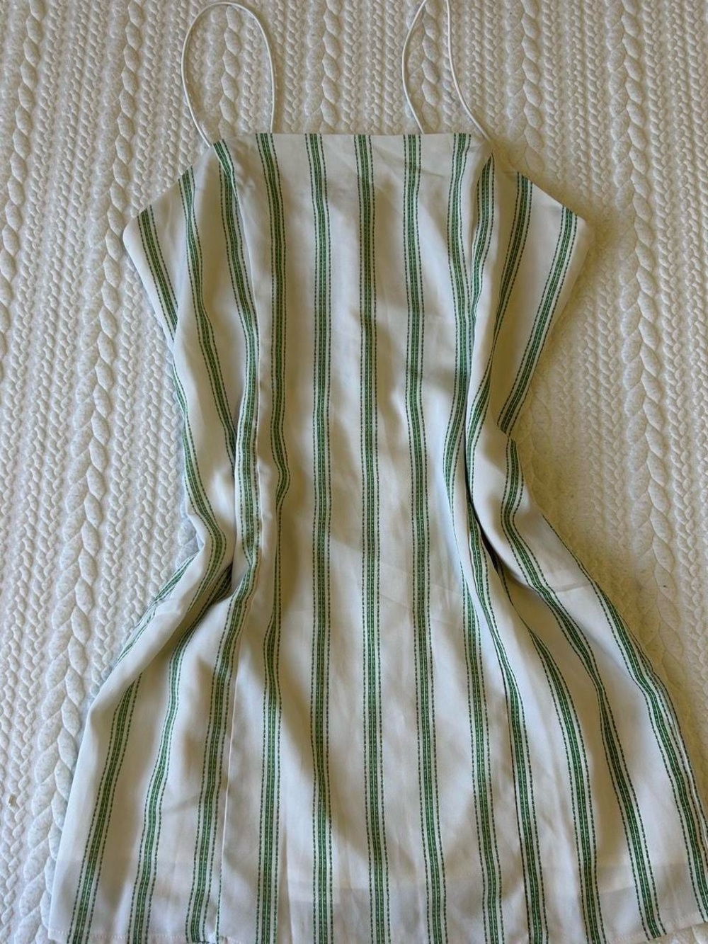 American Eagle Green & White Striped Spaghetti Strap Dress